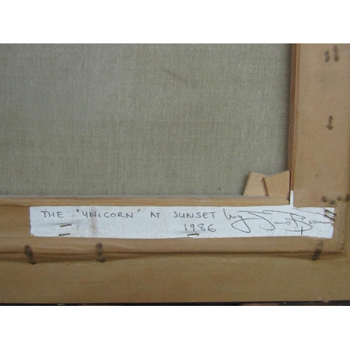 2205 - James Brereton (British B.1941) - The Unicorn at Sunset (marine scene) oil on canvas, signed, with l... 