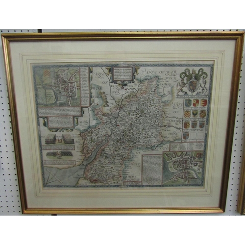 2207 - John Speed (British 1552-1629) - Hand coloured engraved map of Gloucestershire sold by John Sudbury ... 
