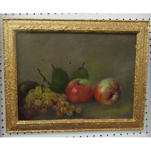 2218 - *Kidd (late 19th century British school) - Still life with fruit, including plum, peach and grapes, ... 