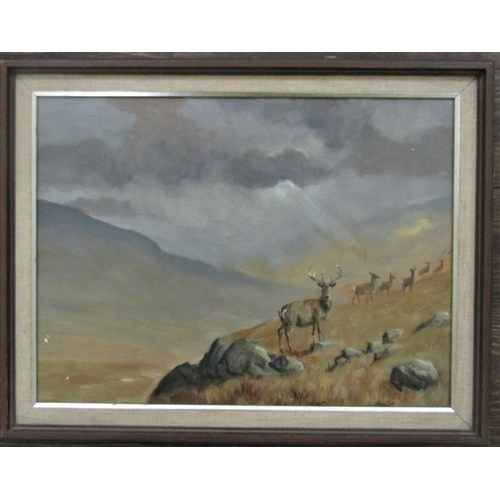 2223 - In the manner of William Ellis Barrington-Browne (British 1908-1985) - Study of red deer in a mounta... 