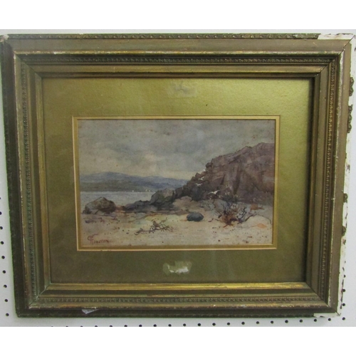 2225 - C Houston (late 19th century British school) - Coastal scene with distant yachts, watercolour and bo... 