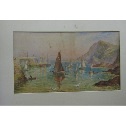 2225 - C Houston (late 19th century British school) - Coastal scene with distant yachts, watercolour and bo... 