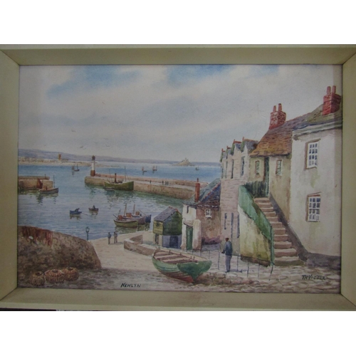 2225 - C Houston (late 19th century British school) - Coastal scene with distant yachts, watercolour and bo... 