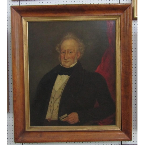 2227 - Early 19th century British school - Half length portrait of an elderly gentleman wearing a dark brow... 