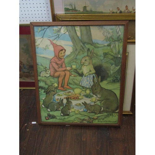 2233 - A collection of decorative pictures and prints including an early 19th century watercolour of two gi... 