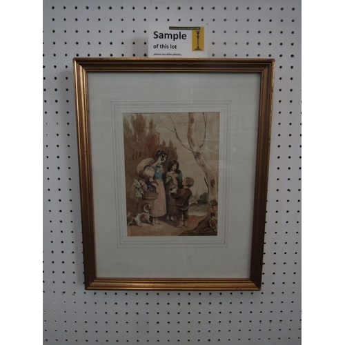 2233 - A collection of decorative pictures and prints including an early 19th century watercolour of two gi... 