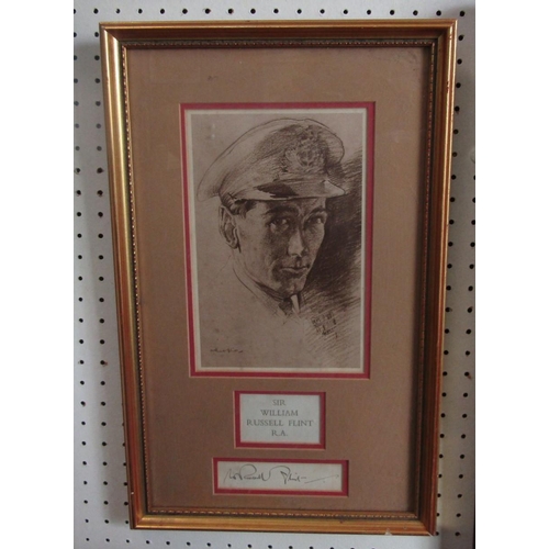 2237 - Sir William Russell Flint RA (British 1880-1969) - Shoulder length portrait of a man in military cap... 