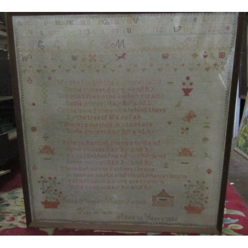 2238 - A late 19th century cross stitch needlework sampler by Hilda Annie Mary Jones aged 10 years, dated 1... 