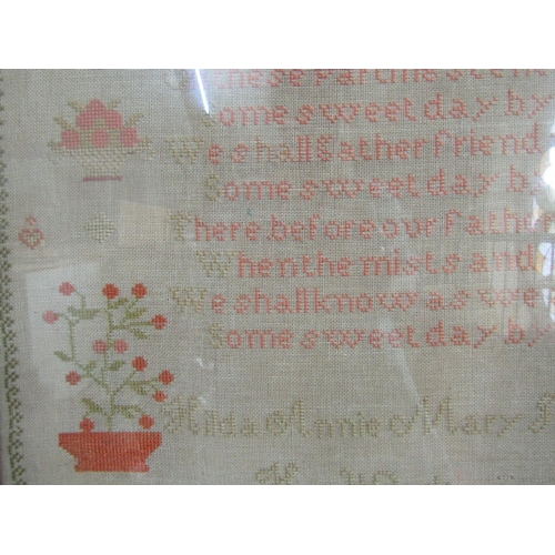 2238 - A late 19th century cross stitch needlework sampler by Hilda Annie Mary Jones aged 10 years, dated 1... 
