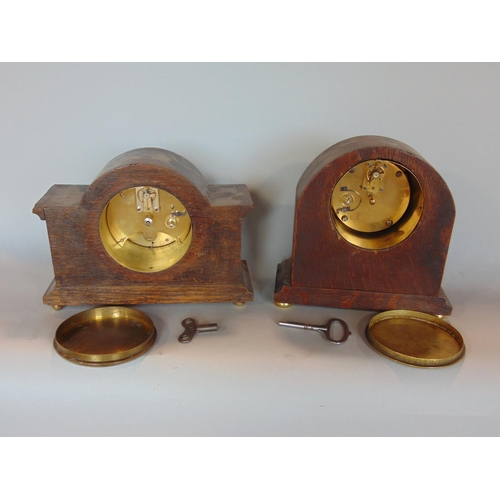 1192 - Four various mantle clocks to include a three train Napoleon hat example, two Edwardian oak clocks a... 