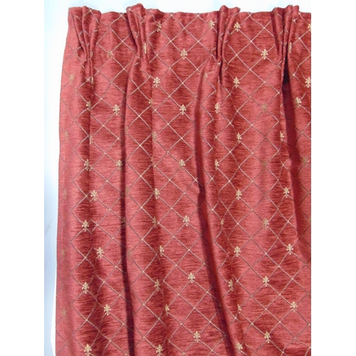 1221 - 1 pair bespoke made full length lined curtains in John Lewis  heavy weight fabric with triple pleat ... 