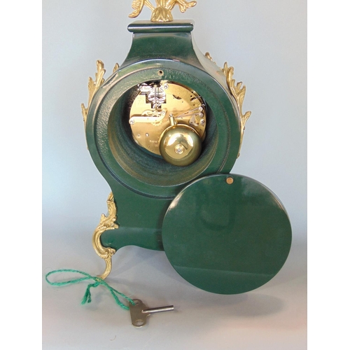 1190 - Italian Rococo style mottled green and ormolu mantle clock, the convex two train dial marked Imperia... 