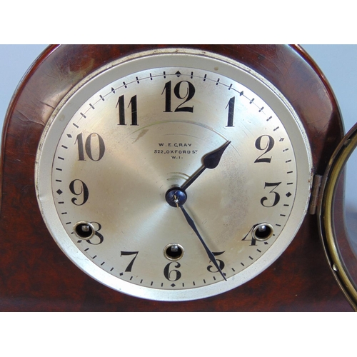 1191 - Three train Napoleon hat mantle clock by WE Grey of London, 52cm wide