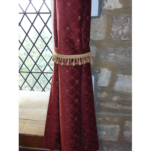 1221 - 1 pair bespoke made full length lined curtains in John Lewis  heavy weight fabric with triple pleat ... 