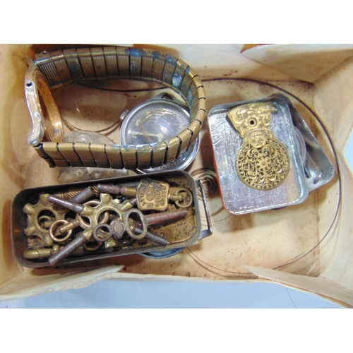 1411 - A box of interesting items to include watchmakers tools in various wooden boxes, other tools, collec... 