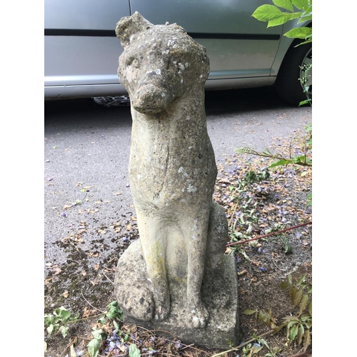 1681 - A weathered figure of a seated fox (lacks one ear), 60 cm high