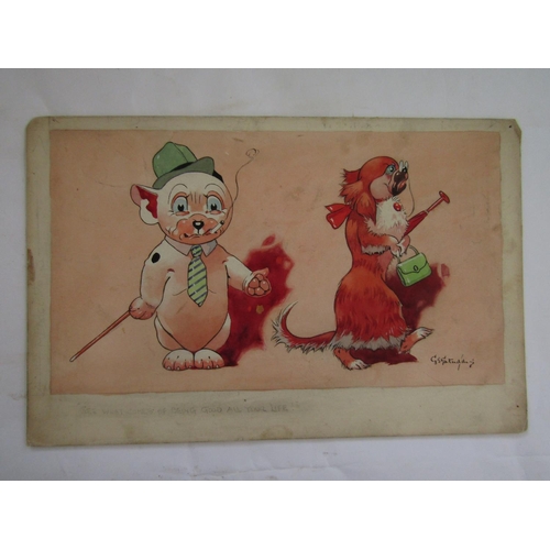 2317 - George E Studdy (British 1878-1948) - A study of Bonzo and a Pekinese - See What Comes Of Being Good... 