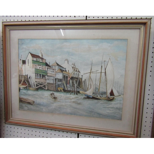 2242 - HR Webb (20th century British) - Study of the Prospect of Whitby Tavern at Shadwell, watercolour on ... 