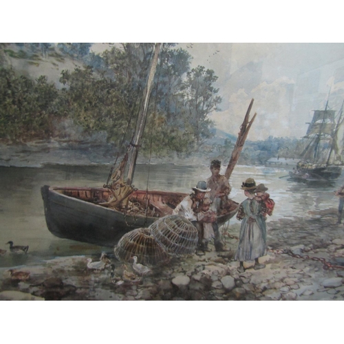 2280 - William Henry Pike RBA (British 1846-1908) - A river landscape at Ness, Devon, with figures, fishing... 