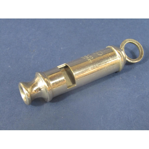 827 - J Hudson & Co of Birmingham silver plated air raid whistle