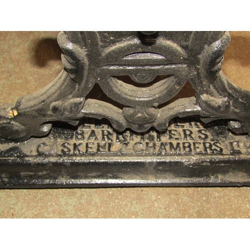 1881 - A cast iron pub table of rectangular form with decorative detail and raised lettering, Gaskell and C... 