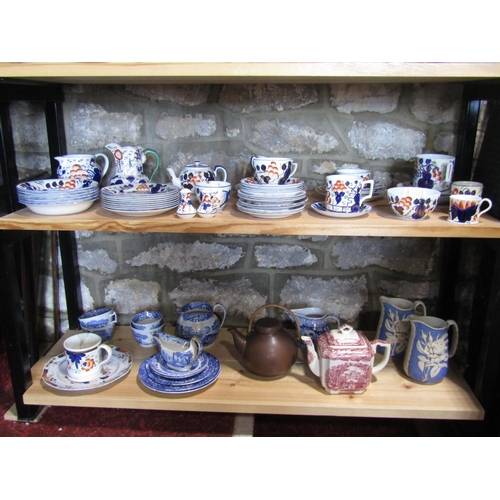 602 - A quantity of Bristol Pountney & Co wares in the Gaudy Welsh pattern including six bowls, nine side ... 