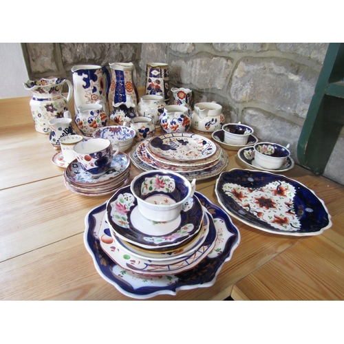 603 - A quantity of 19th century and later Gaudy type wares including jugs, plates, cups and saucers, etc,... 