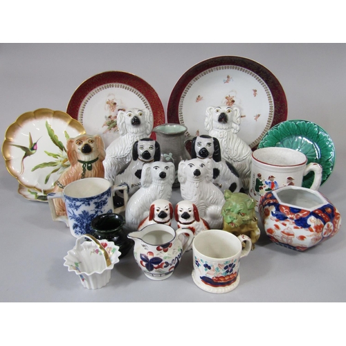 700 - A collection of 19th century and later ceramics including a pair of 19th century Staffordshire spani... 