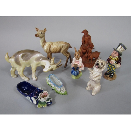 718 - A Beswick model of a Doe, a Royal Doulton Bunnykins figure 'Dollie Bunnykins - Playtime' DB8, a Besw... 