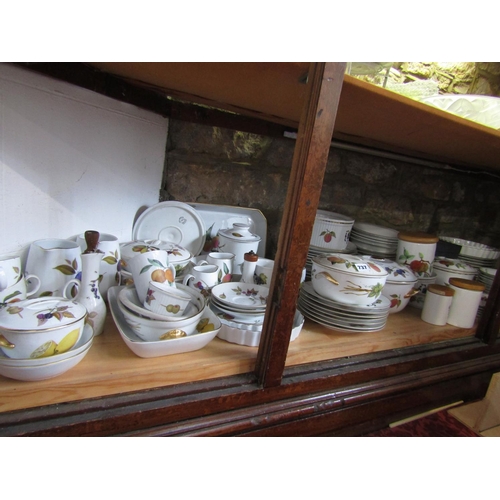 737 - An extensive quantity of Royal Worcester Evesham pattern oven to table wares including serving dishe... 