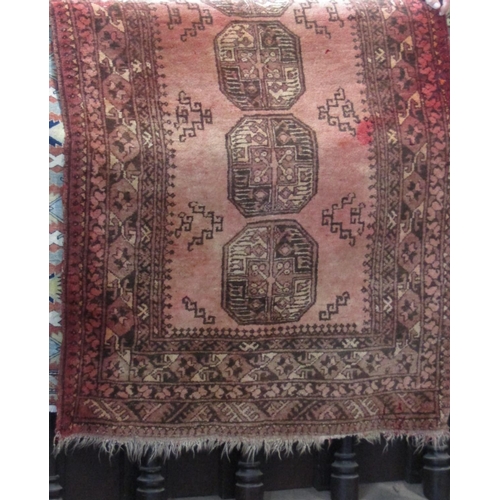 2391 - Two Bokhara rugs both on a washed red ground, 160 x 150cm and 110 x 80cm respectively (2)