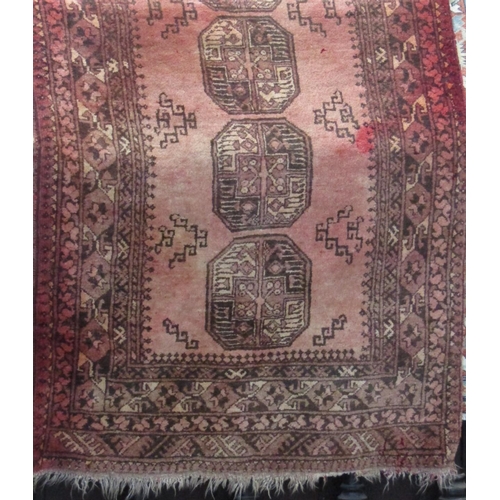 2391 - Two Bokhara rugs both on a washed red ground, 160 x 150cm and 110 x 80cm respectively (2)