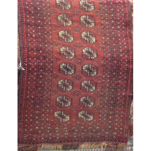 2391 - Two Bokhara rugs both on a washed red ground, 160 x 150cm and 110 x 80cm respectively (2)