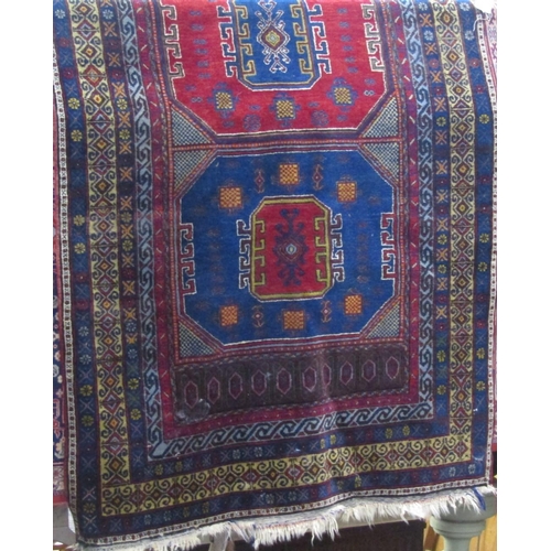 2397 - Good quality Persian three medallion runner/carpet with intricate decoration upon a blue ground, 300... 