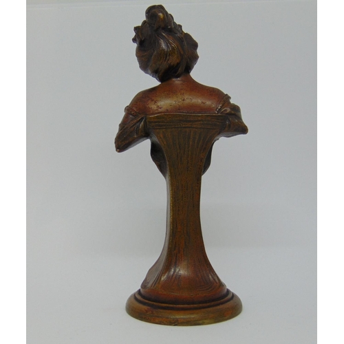 1120 - Art nouveau bronze figure of an elegant woman of the period and a Victorian spelter figure of a well... 