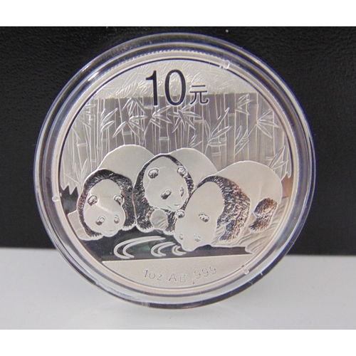 1145 - 2 x 1oz silver Britannia coins, 2013 1oz silver Canadian wood bison coin and a 1oz silver panda coin... 