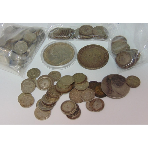 1157 - Collection of silver 3d pieces, sixpence pieces, 1898 crown and other silver coinage