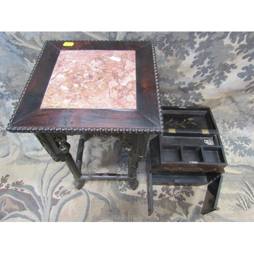 2163 - 19th century Chinese hardwood jardiniere of square cut form, with carved and pierced detail, showing... 