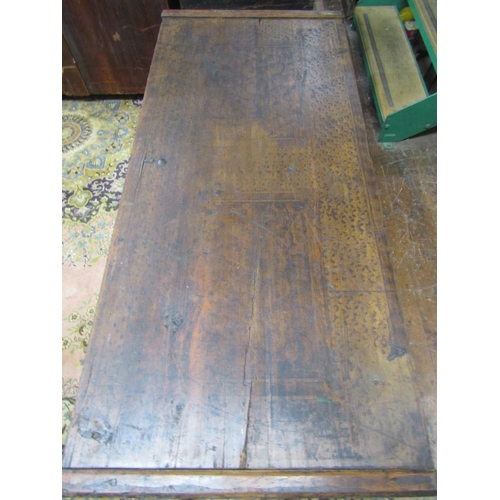 2080 - A substantial continental pine coffer with original painted floral detail, possibly Dutch, dated 179... 