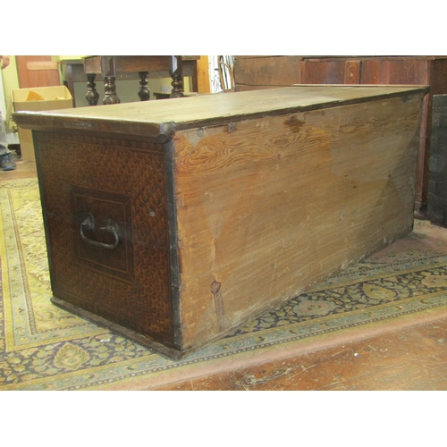 2080 - A substantial continental pine coffer with original painted floral detail, possibly Dutch, dated 179... 