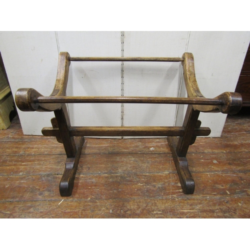 2117 - An antique dugout trough of rectangular form, probably in birchwood, raised on an oak cradle, the pe... 