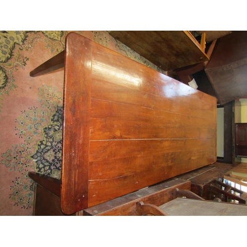 2133 - A good quality French provincial cherry wood dining table with plank top, raised on four square cut ... 