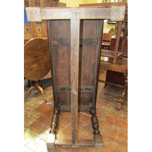 2133 - A good quality French provincial cherry wood dining table with plank top, raised on four square cut ... 