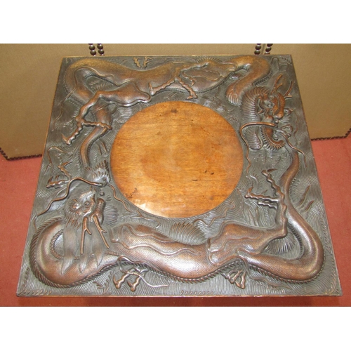 2153 - A late 19th century Indian hardwood occasional table by Jubbar Khan & Son, the square cut top enclos... 