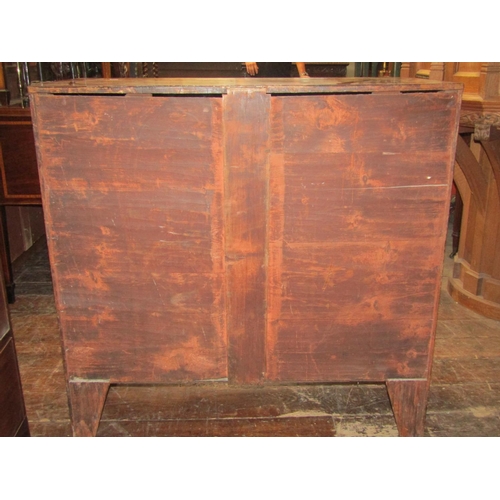 2168 - A regency mahogany bow fronted chest of three long and two short drawers with embossed brass plate h... 