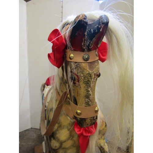 2170 - A vintage dapple grey rocking horse on central rocker, overall length 115cm x 95cm high