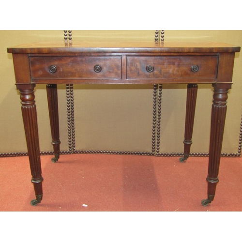 2192 - A good quality 19th century mahogany side table, with single piece top, over two frieze drawers with... 