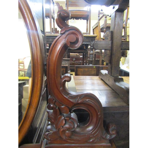 2105 - A Victorian mahogany dressing table with matching marble top wash stand, the dressing table supporti... 