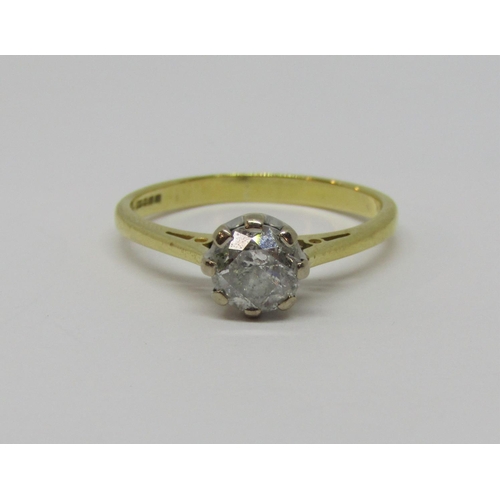 969 - 18ct diamond solitaire ring, 0.75cts approx, size L/M, 3g