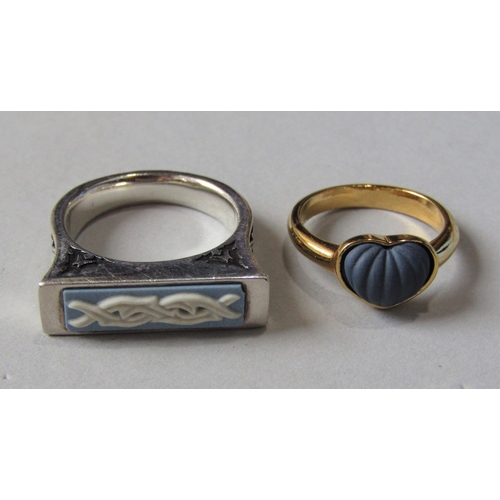 Group of Wedgwood Jasperware jewellery comprising a silver thorn 